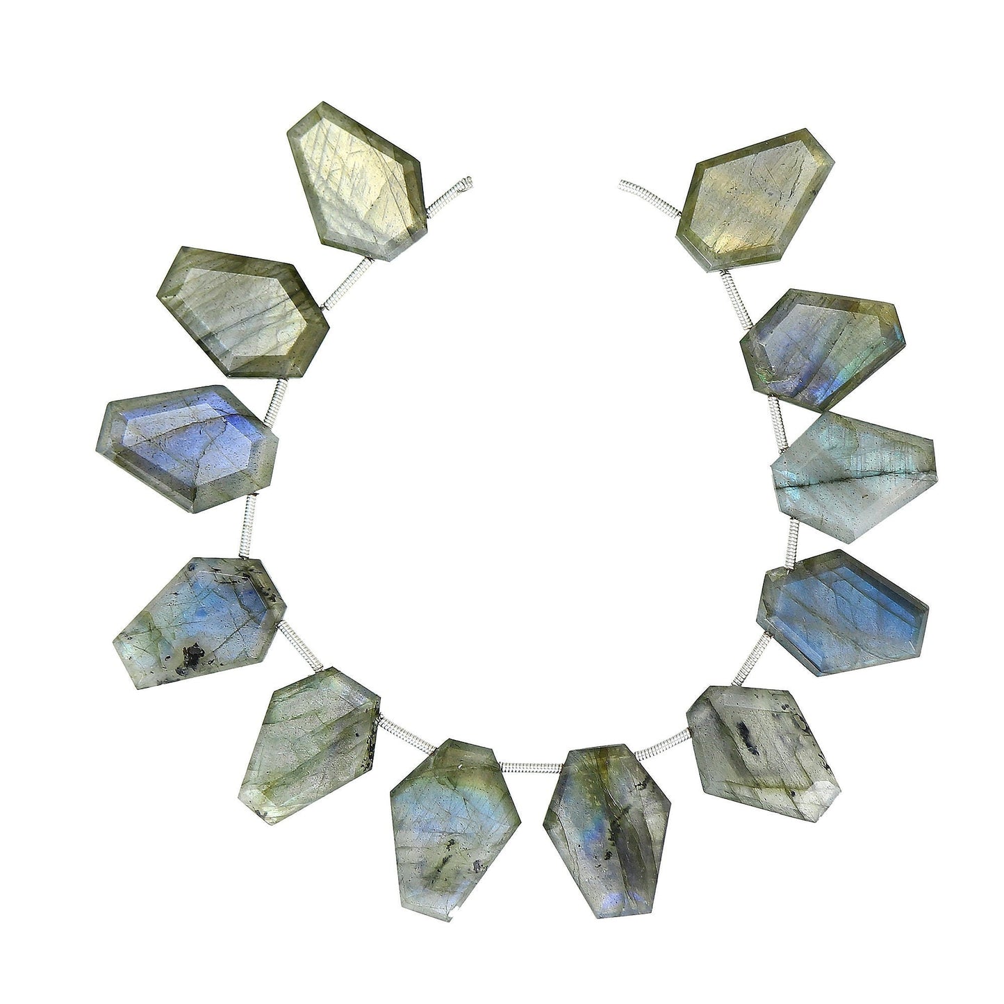 12 pcs Natural flashy Laborite Coffin shape Gemstone Briolette Side Drill Beads Beads For Jewelry Wholesale Gemstone beads BBI916