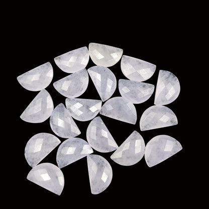 2 Pieces Pastel Purple Quartzite Faceted D' Shape Gemstone, Size 10mmx16mm, Carved Quartzite Briolette, Half Moon Shape Gemstone, SKU-230