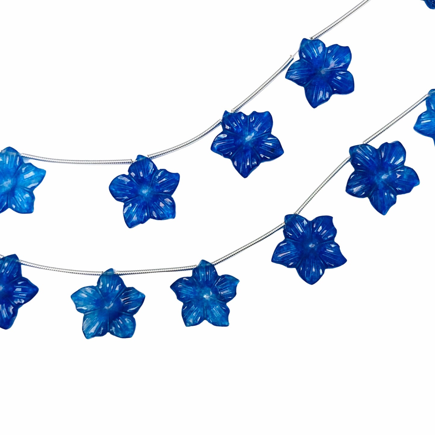 4 Pieces Blue Quartzite Carved Flower Shape Briolette Side Drill Beads ,Blue Quartzite Flower Shape Gemstone beads size 16X16X3 mm Handmade