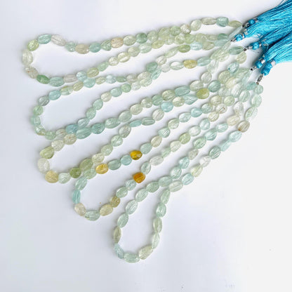 Natural Multi Aquamarine Carved Leaf Tumble Briolette Gemstone Beads 8x11mm to 9x14mm
