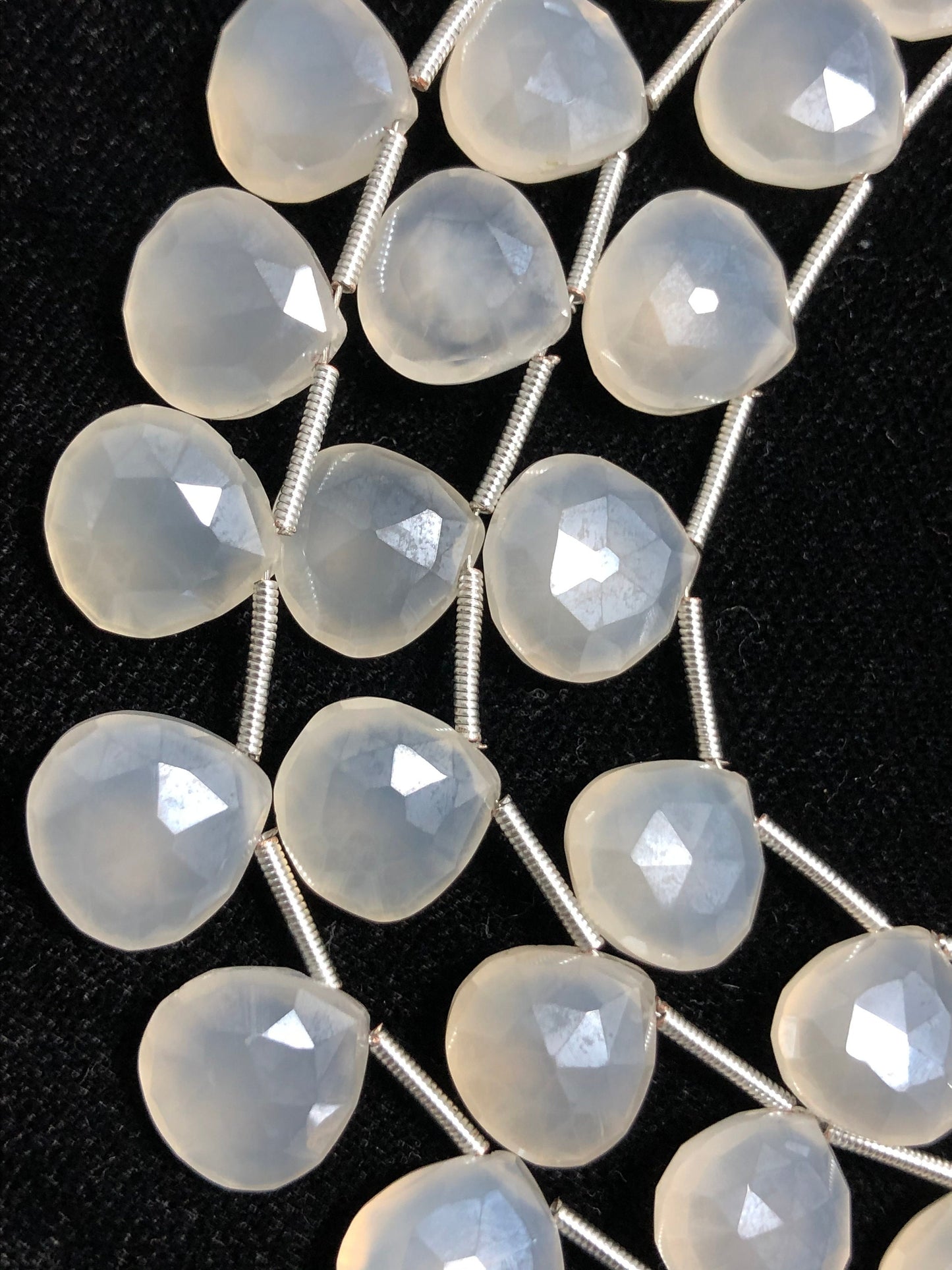 Heart Faceted White Moonstone Necklace, 11mm Gemstone Beads