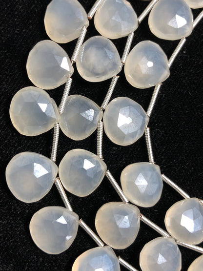 Heart Faceted White Moonstone Necklace, 11mm Gemstone Beads