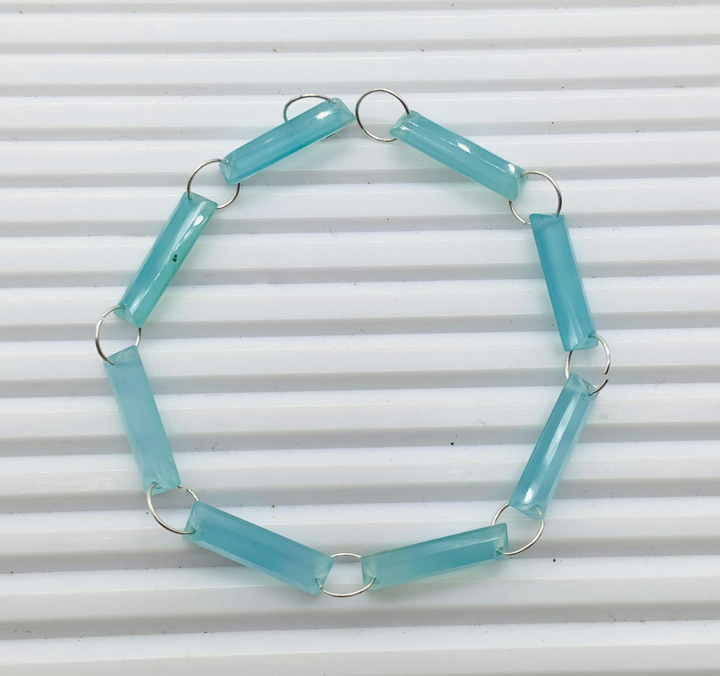 10 Pieces Natural Aqua Chalcedony Baguette Step cut Faceted Gemstone beads Size 20X6X4mm Gift for her Both Side Face Drill Gemstone BBI1129