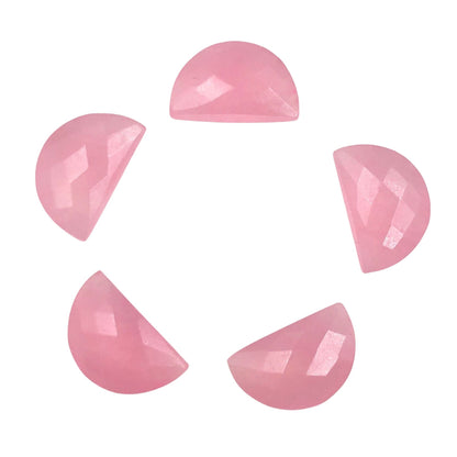 2 Pieces Pink Quartzite Faceted D' Shape Gemstone, Size 10mmx16mm, Hand Carved Briolette, Half Moon Shape Gemstone, Quartzite Beads, SKU-225
