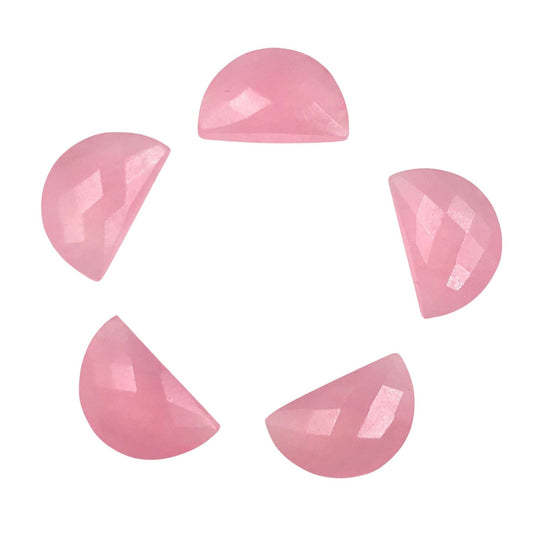 2 Pieces Pink Quartzite Faceted D' Shape Gemstone, Size 10mmx16mm, Hand Carved Briolette, Half Moon Shape Gemstone, Quartzite Beads, SKU-225