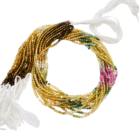 Multi-Color Tourmaline Rondelle Beads 2.5mm | Faceted Gemstone