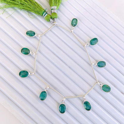 Natural Green Kyanite Oval Bezel Connector | Faceted Cutstone | 10 Pcs