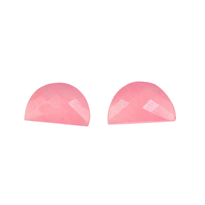 2 Pieces Pink Quartzite Faceted D' Shape Gemstone, Size 10mmx16mm, Hand Carved Briolette, Half Moon Shape Gemstone, Quartzite Beads, SKU-225