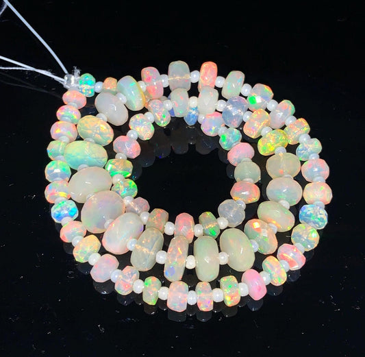 AAA Natural Ethiopian Opal Faceted Rondelle Beads 4mm–7mm