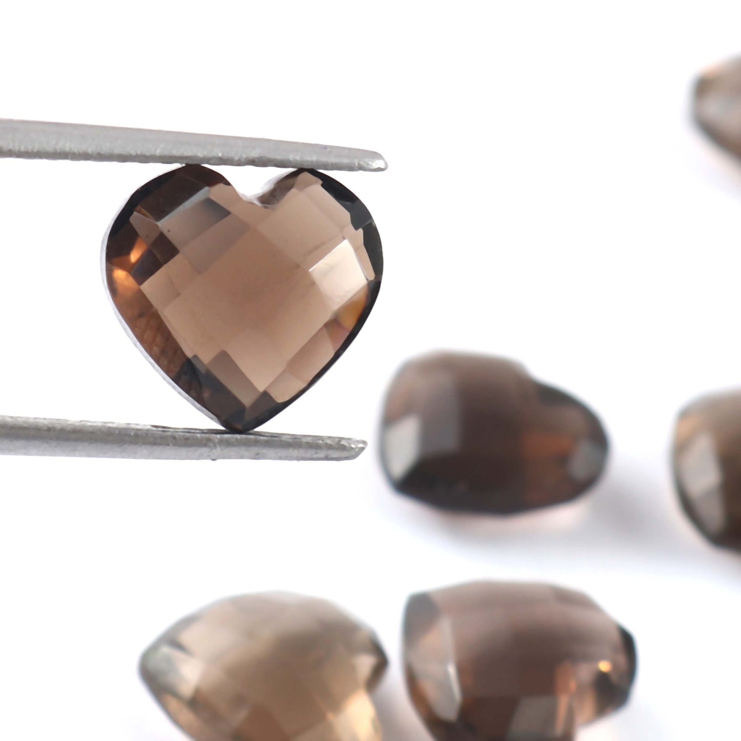 Natural Smoky Quartz Faceted Carved Heart Shape Loose Gemstone Beads , Carved Heart Shape Gemstone Briolette , Wholesale Beads  10mm BBI310