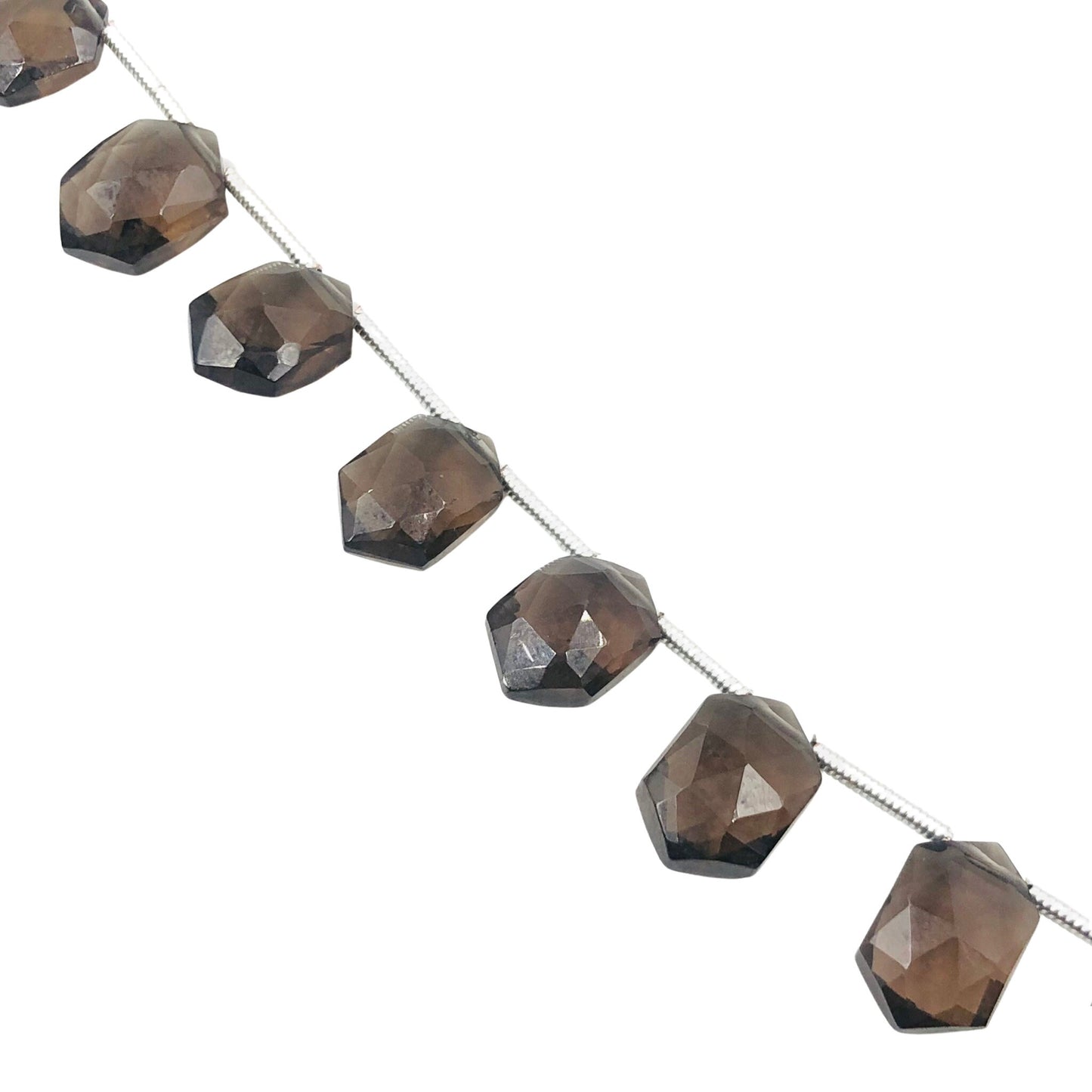 15 pcs Natural Smoky Quartz FACETED Hexagon Beads Gemstone Briolette Beads | Beads For Jewelry | Wholesale Gemstone beads BBI761
