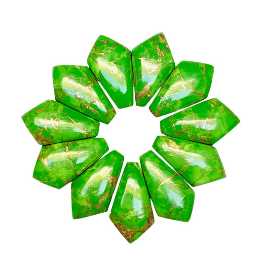 1 Pair Green Copper Turquoise Smooth Kite Shape Gemstone, Size 10X18mm, Matching Pair Briolette, Earring Making Gemstone , SKU - BBI988