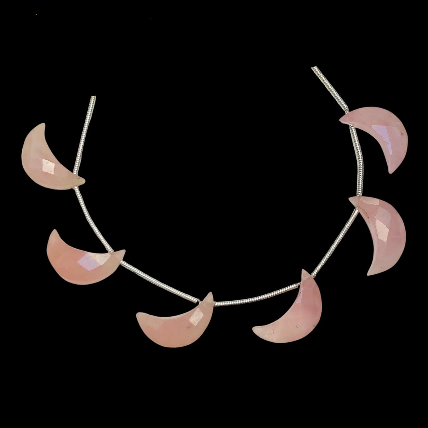 6 Pieces Natural Rose Quartz gemstone, Crescent moon shape gemstone, carving gemstone, natural gemstone, moon shape gemstone, Size 7x16 mm