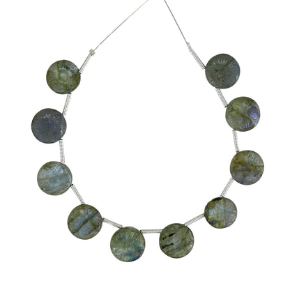 Natural Labradorite Carved Fancy Beads - 10 Pcs AAA Gemstone