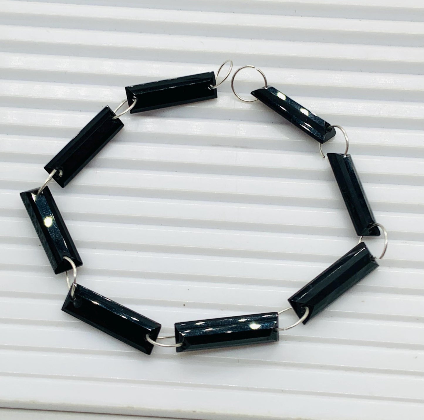 Black Onyx 10 Pieces Baguette Step-Cut Faceted Beads 20x6x4mm | Both Side Drill