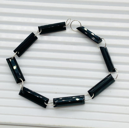 Black Onyx 10 Pieces Baguette Step-Cut Faceted Beads 20x6x4mm | Both Side Drill