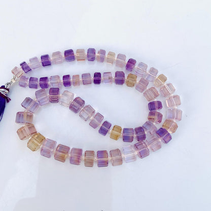Natural Ametrine Faceted Tyre Gemstone Beads 15" Strand