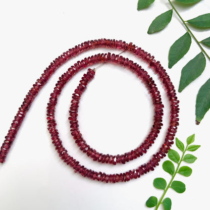 Natural Garnet Faceted Rondelle Beads - AAA Gemstone Strand 16 Inch