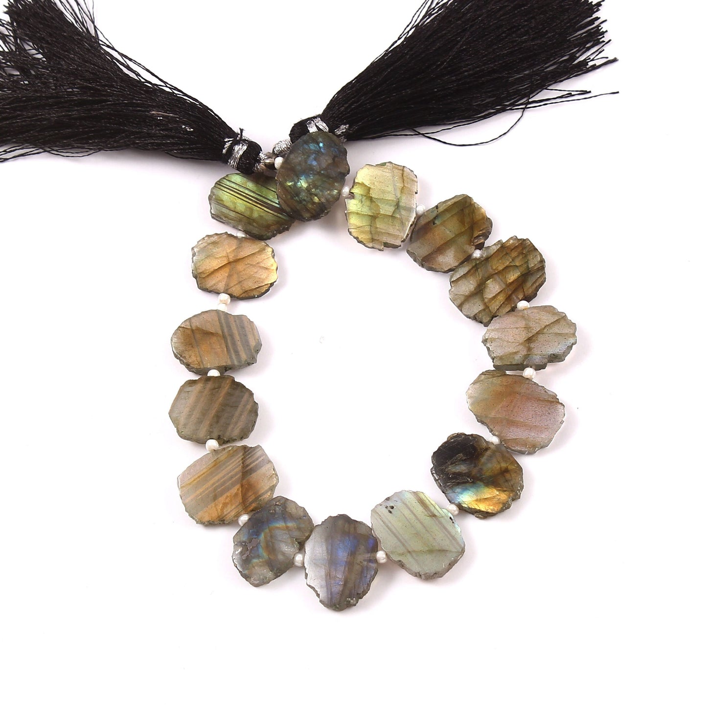 Natural Labradorite Blue Chip Beads -  Faceted Gemstone Strand 8 Inch
