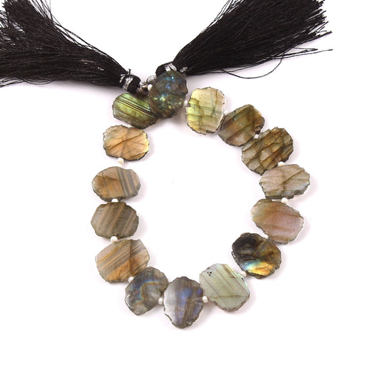 Natural Labradorite Blue Chip Beads -  Faceted Gemstone Strand 8 Inch