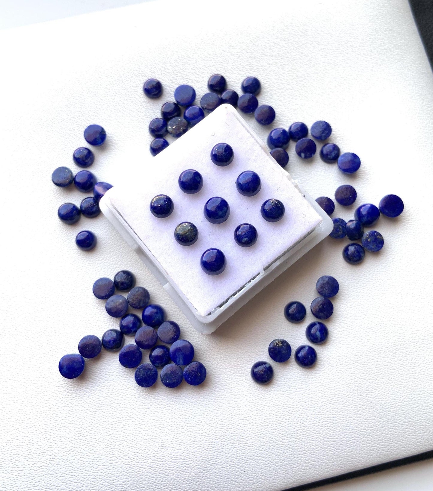 Natural Lapis Lazuli Smooth Round Gemstone Cabochon, CALIBRATED Loose Stone Cab, Round Jewelry Making Cabochons Semi Precious Cabs for ring