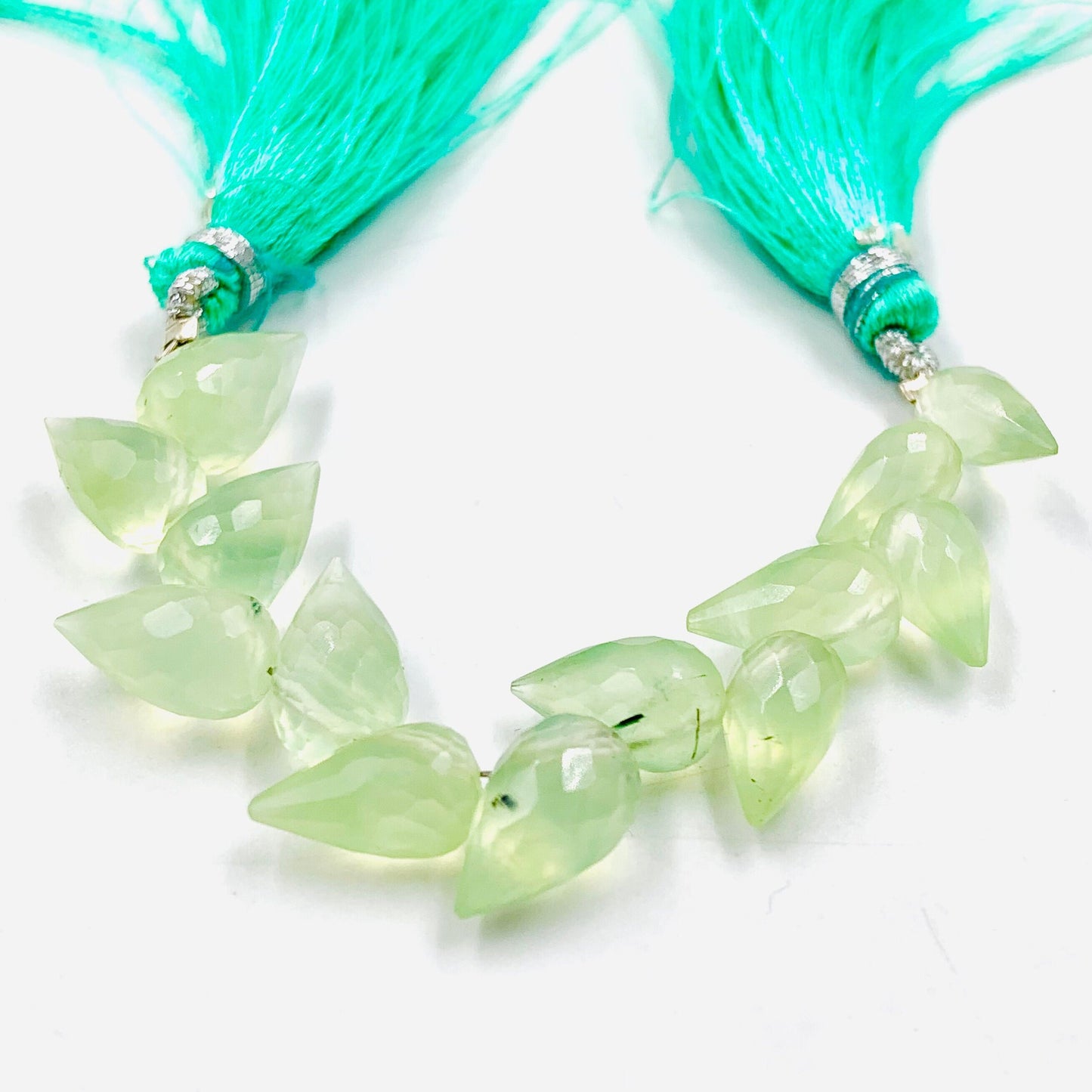 Natural Prehnite Buds Briolette Beads 5x9mm to 6x10mm Faceted Flower Drops