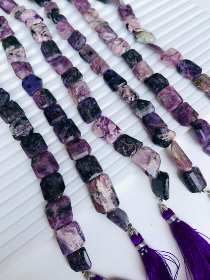 7 Inch Natural Charoite Fancy Shape Nugget beads Gemstone Briolette Charoite tumble Stones Faceted Gemstone Beads size 11x12mm gift for her