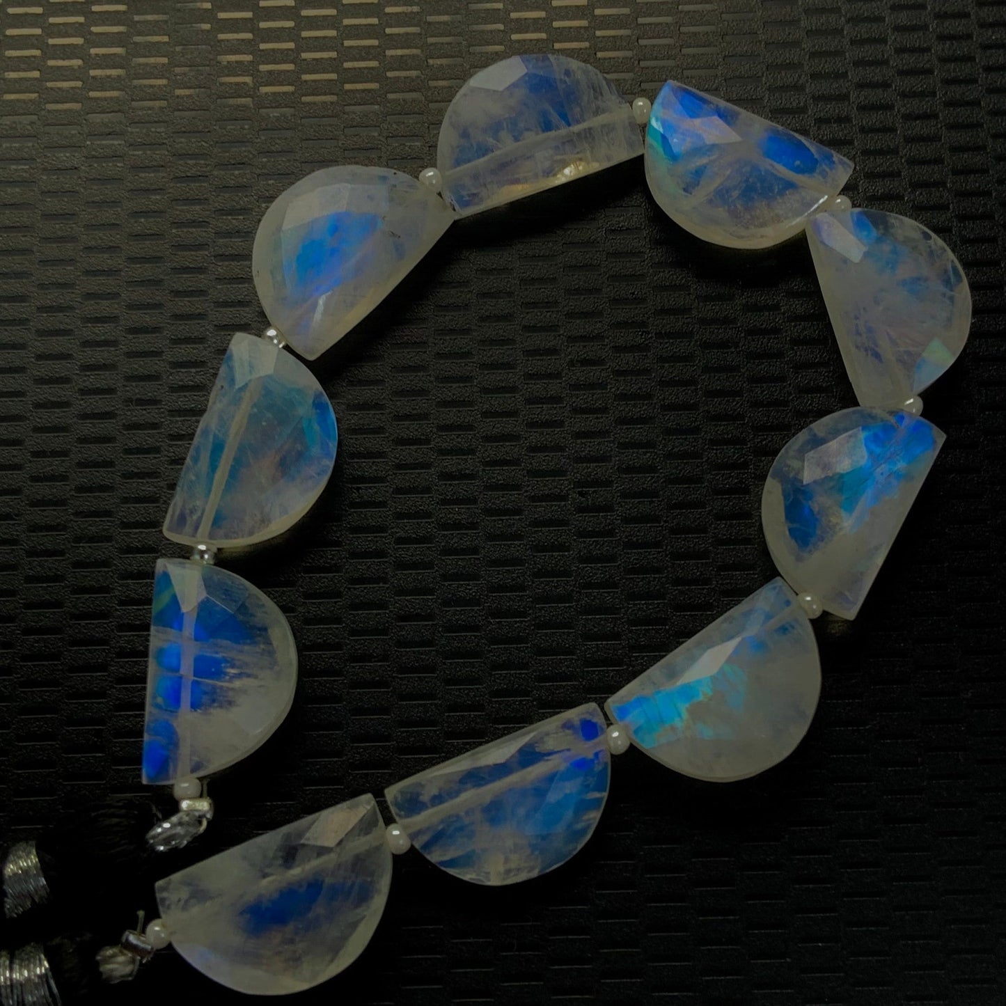 10 pieces natural rainbow moonstone side drill blue flashy rainbow moonstone gemstone briolette faceted beads , handmade gemstone size 10X16