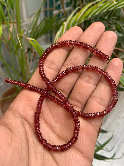 Natural Garnet Faceted Rondelle Beads - AAA Gemstone Strand 16 Inch