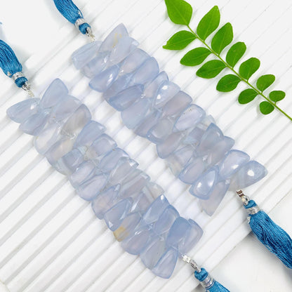 Natural Blue Lace Agate Sail Crown Cut Briolette Beads