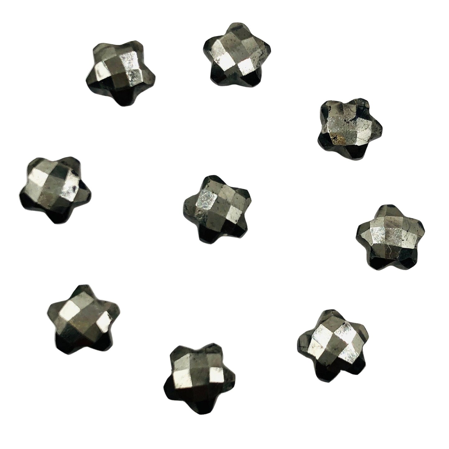 2 Pieces Natural Pyrite Faceted Star Shape Gemstone, Hand Carved Star Shape Briolette, Size 10mm, Making Pendant & Earring, SKU-BBI129