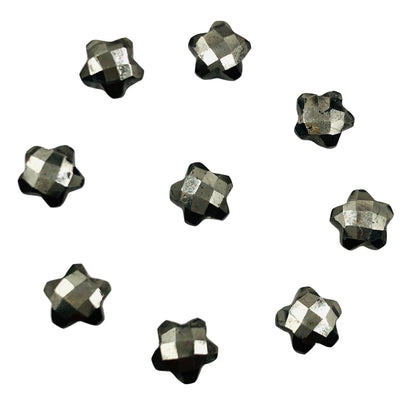 2 Pieces Natural Pyrite Faceted Star Shape Gemstone, Hand Carved Star Shape Briolette, Size 10mm, Making Pendant & Earring, SKU-BBI129