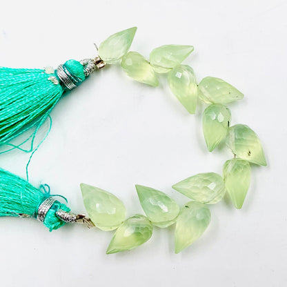 Natural Prehnite Buds Briolette Beads 5x9mm to 6x10mm Faceted Flower Drops