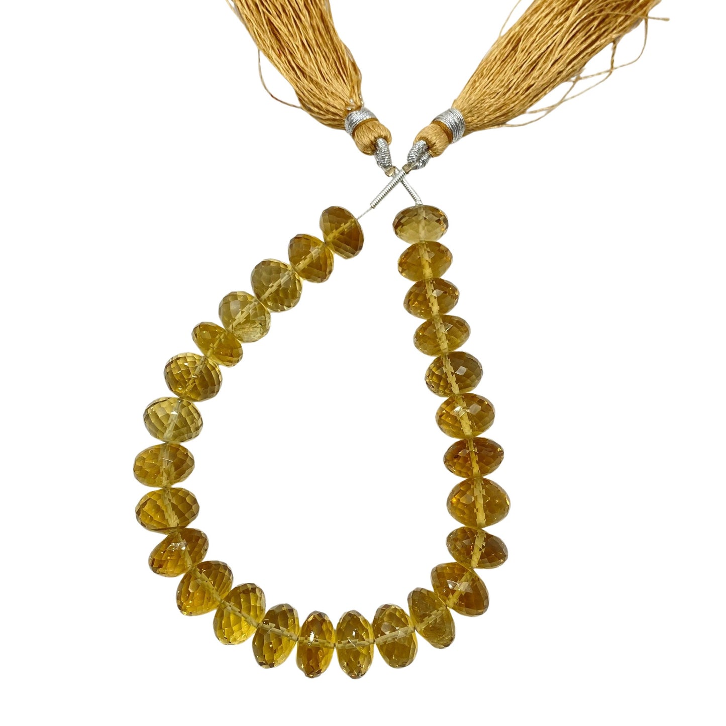 Natural 7mm-8mm yellow Quartz Gemstone Rondelle Beads Necklace, Faceted Bear Quartz Gemstone Necklace Birthday Gift