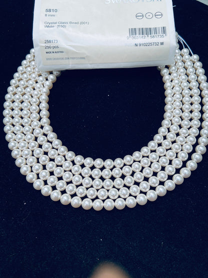 Natural Crystal White Swarovski Pearl Beads 2mm–12mm