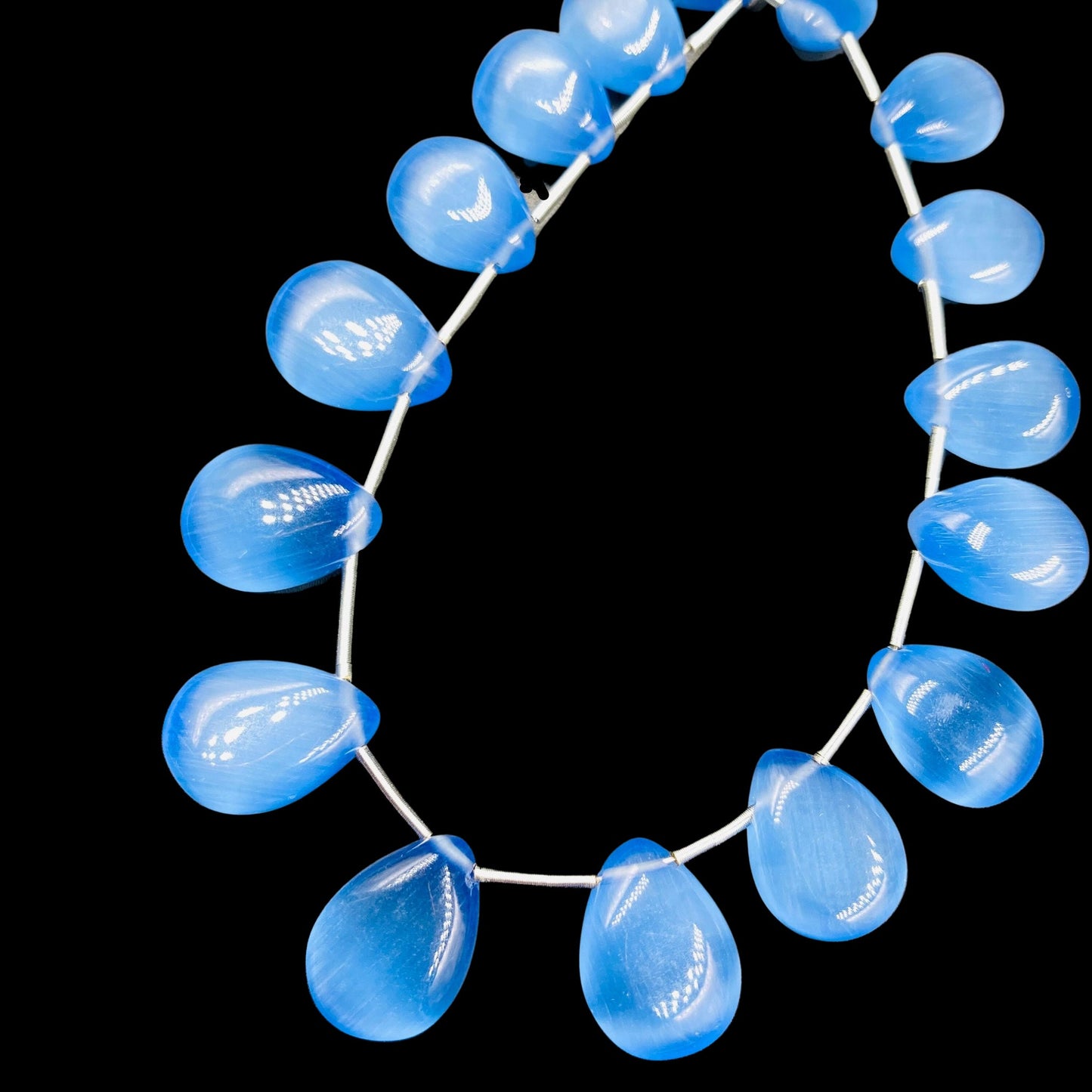 Blue Monalisa Smooth Pear Shape Gemstone Briolette, Side Drilled Pieces, Teardrop Shape Strand, Jewelry Supplies , SKU-BBI726
