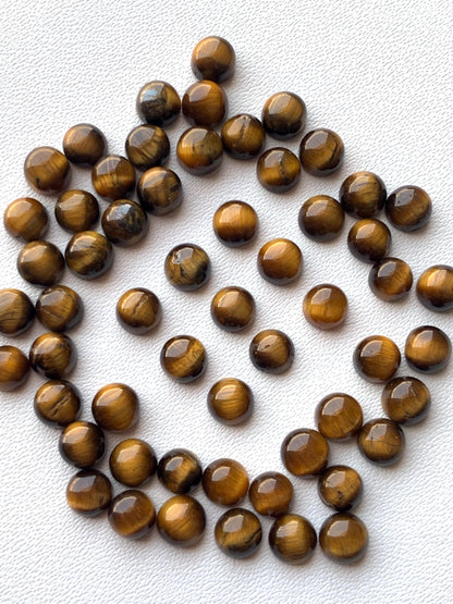 Natural Tiger Eye Smooth Round Gemstone Cabochon, CALIBRATED Loose Stone Cab, Round Jewelry Making Cabochons Semi Precious Cabochon for ring