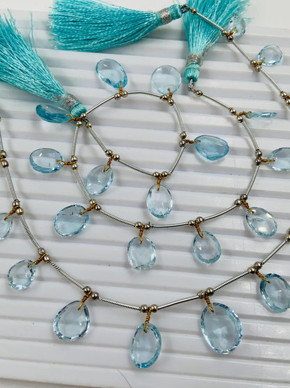 Natural Swiss Blue Topaz Rose Cut Cabochons | Freeform Faceted Flat Back Stones