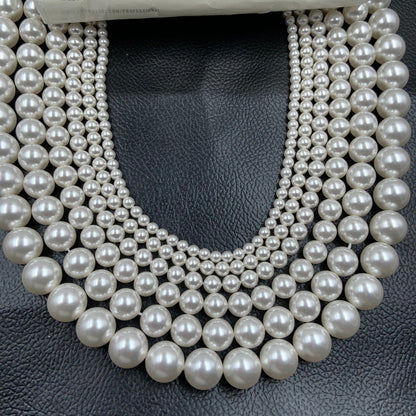 Crystal White (001 650) Genuine Swarovski 5810 Pearls Round Glass Beads jewelry making For Wom | 2mm, 3mm, 4mm, 5mm, 6mm, 8mm, 10mm, 12mm