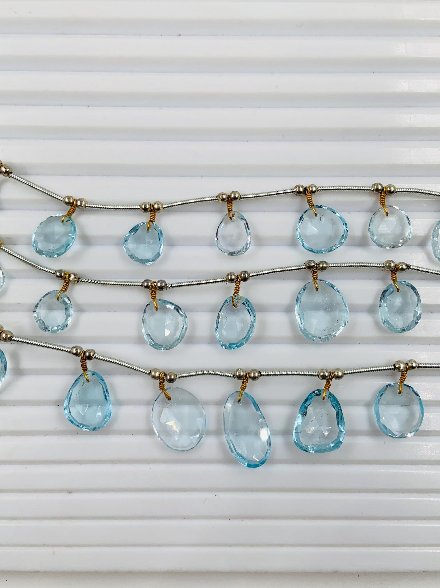 Natural Swiss Blue Topaz Rose Cut Cabochons | Freeform Faceted Flat Back Stones