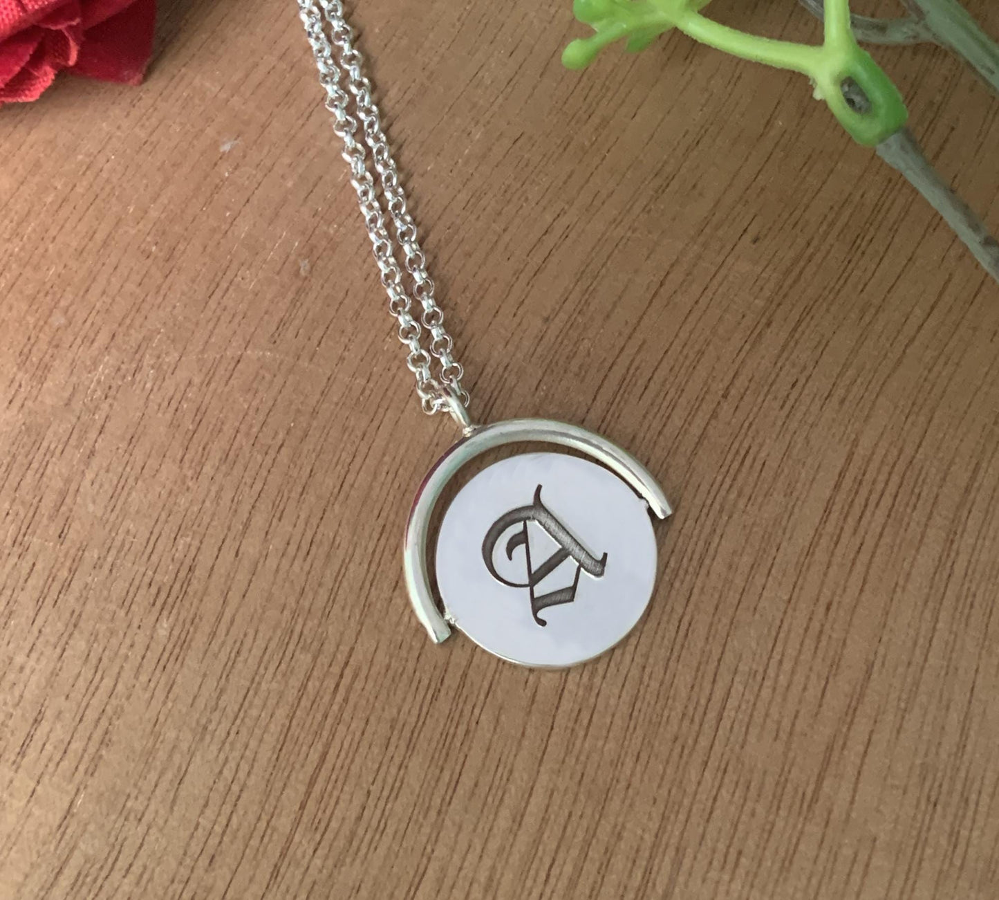Personalized Spinning Initial Name Necklace - Dainty 925 Silver Gift