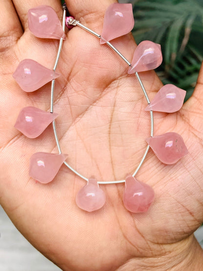 10 Pieces Natural Rose Quartz Trolleite Slanted Smooth Gemstone Beads Size 12x17mm Trolleite for Jewelry Making.