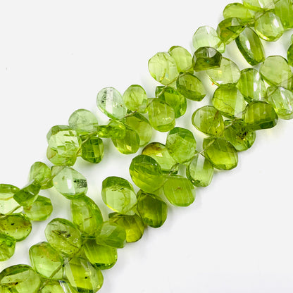 Natural Peridot Faceted Flat Pear Drop Gemstone Beads, AAA Quality Gemstone For Jewelry Making, Size 6x8mm To 7x10mm, SKU-  BBI799