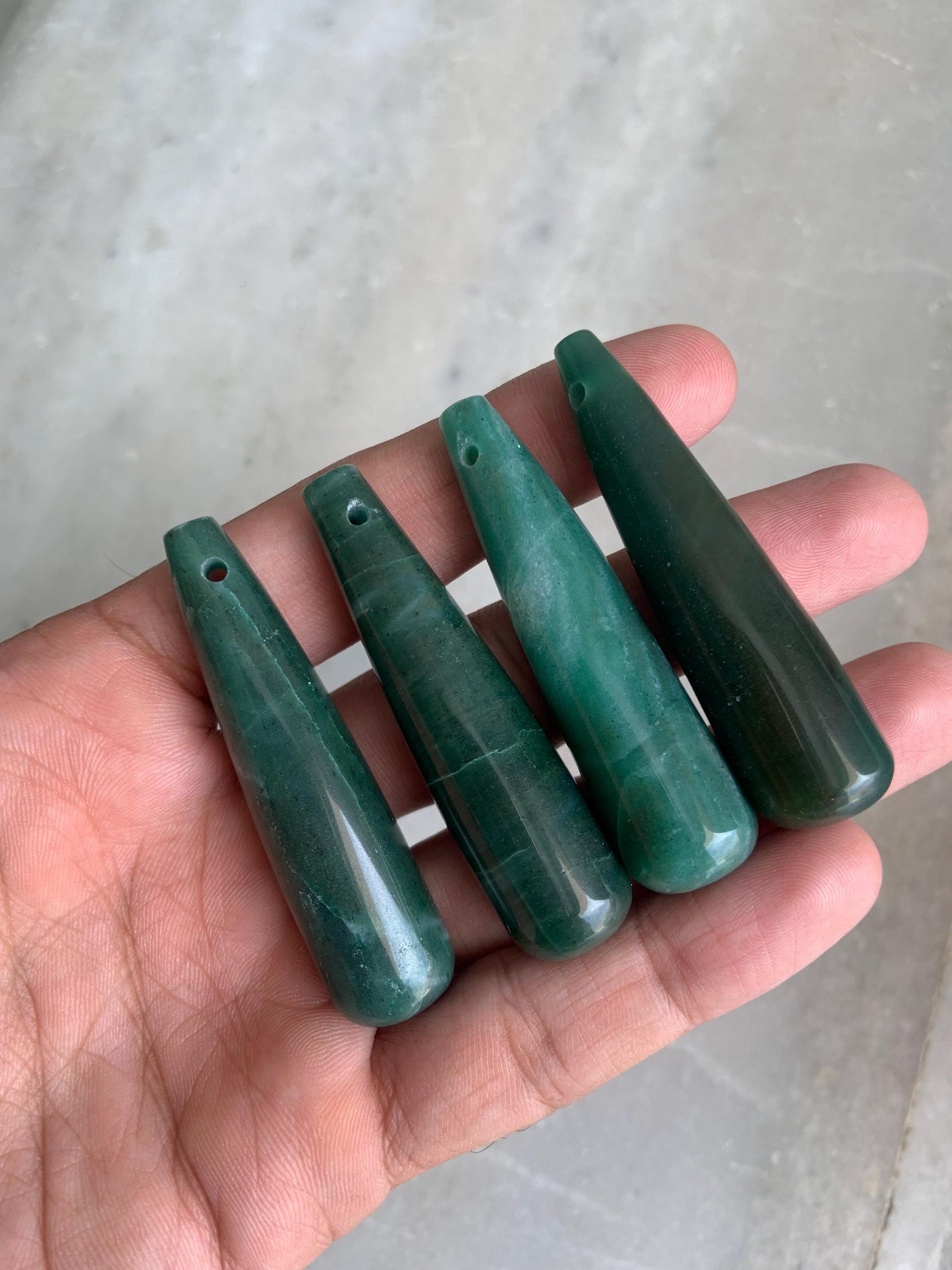 Natural Green jasper Smooth Long teardrop Gemstone Size 15x60mm Side drill teardrop for wedding jewelry Earring Making gemstone gift for her