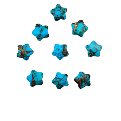 2 Pieces Copper Turquoise Faceted Star Shape Gemstone, Size 10mm, Hand Carved Briolette, Loose Gemstone For Jewelry Making , SKU-BBI107