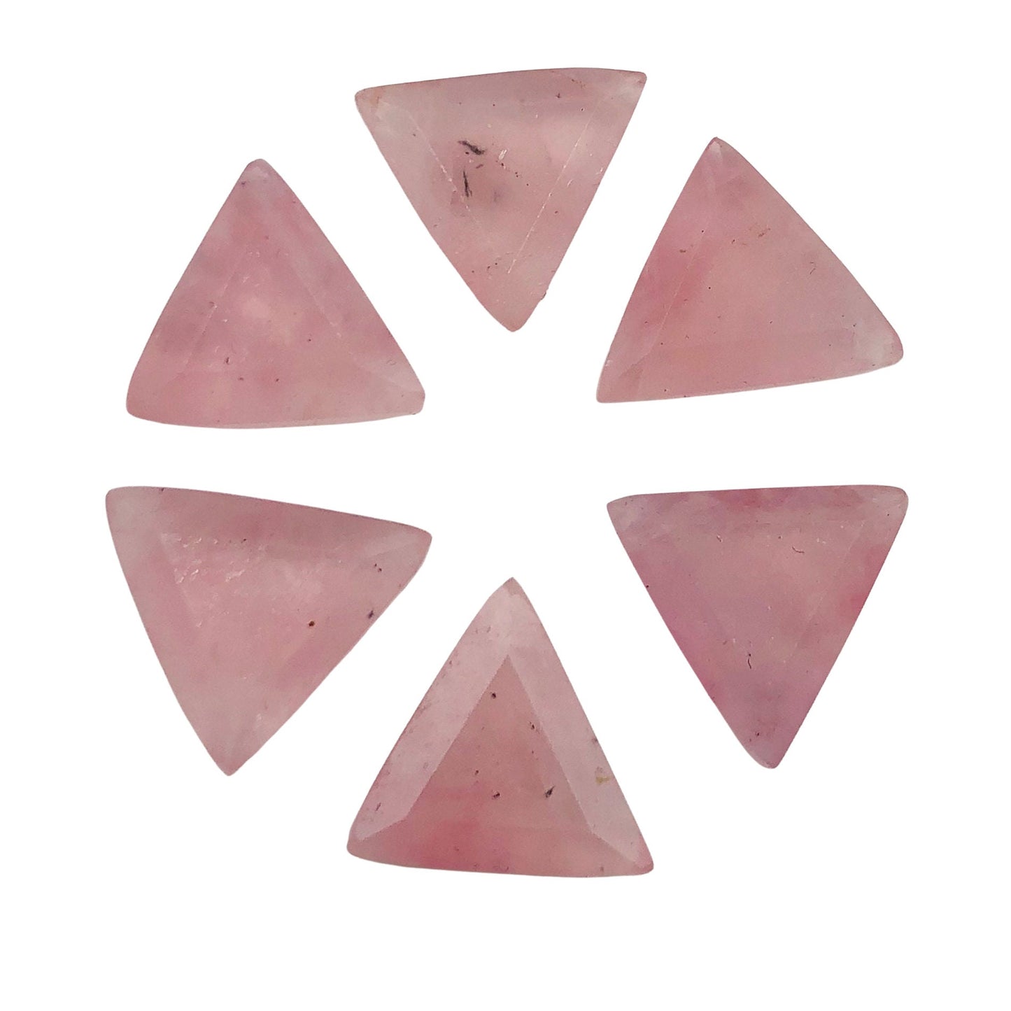 5 Pieces Natural Rose Quartz Faceted Triangle Shape Gemstone Briolette, Rose Quartz Faceted Fancy Shape Briolette, SKU- BBI933