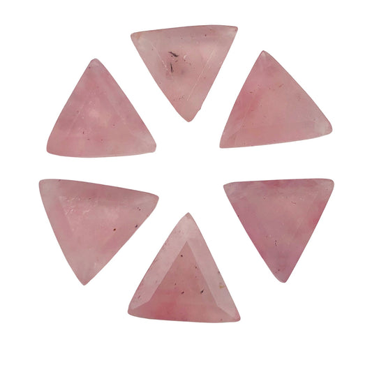 5 Pieces Natural Rose Quartz Faceted Triangle Shape Gemstone Briolette, Rose Quartz Faceted Fancy Shape Briolette, SKU- BBI933