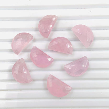 2 Pieces Natural Morganite Faceted D' Shape Gemstone, Size 10mmx16mm, Half Moon Shape Gemstone Briolette, Semi circle D for jewelry making