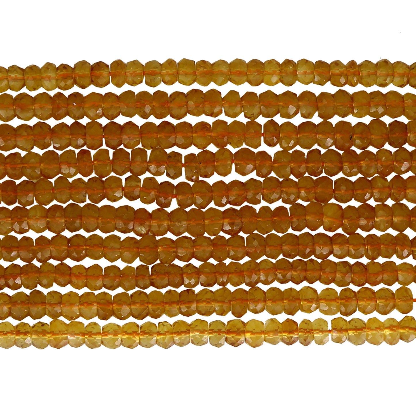 Natural Citrine Faceted Roundel Beads 4–4.5mm | Gemstone Beads for Jewelry