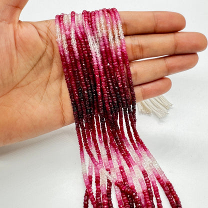 Shaded Ruby Sapphire Faceted Rondelle Beads – AAA Quality, 16” Strand